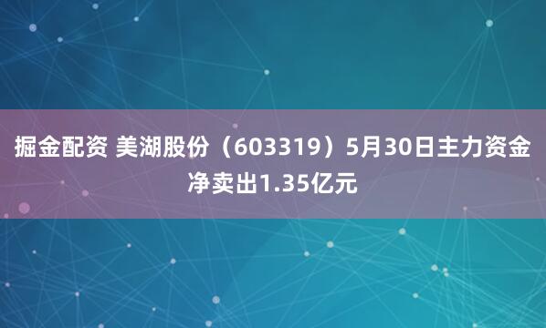 掘金配资 美湖股份（603319）5月30日主力资金净卖出1.35亿元